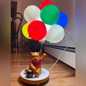 Vintage Winnie The Pooh Balloon Lamp & music honey pot